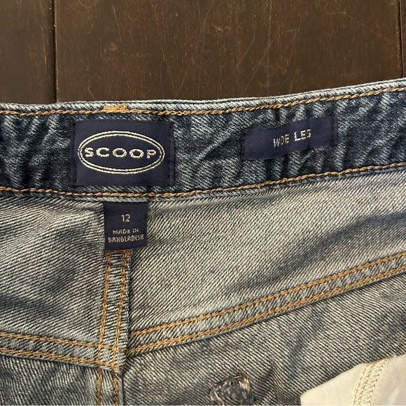 Wide Leg  Jeans in Medium Blue with functional drawstring - Women's size 12 - Picture 2 of 10